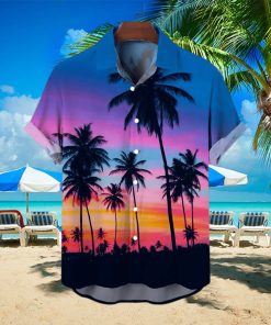 Men’s Casual Tropical Palms Print Short Sleeve Shirt Button Down Shirt