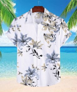 Men’s Cotton Linen hawaiian Shirt Summer Floral Print