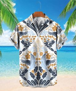 Men’s Hawaiian Shirt Diamond Shaped Swallow And Flower Print T shirt