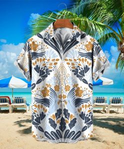 Men’s Hawaiian Shirt Diamond Shaped Swallow And Flower Print T shirt