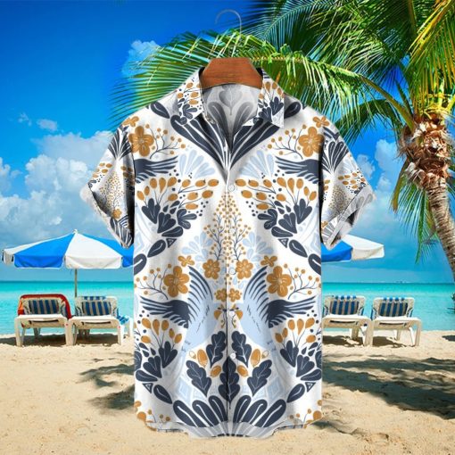 Men’s Hawaiian Shirt Diamond Shaped Swallow And Flower Print T shirt