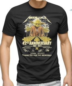 Metallic 42nd anniversary 1981 2023 thank you for the memories signatures shirt1, hoodie, sweater, long sleeve and tank top Metallic 42nd anniversary 1981 2023 thank you for the memories signatures shirt1