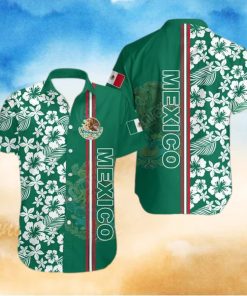 Mexico Coat Of Arms Hibiscus Pattern Hawaiian Shirt