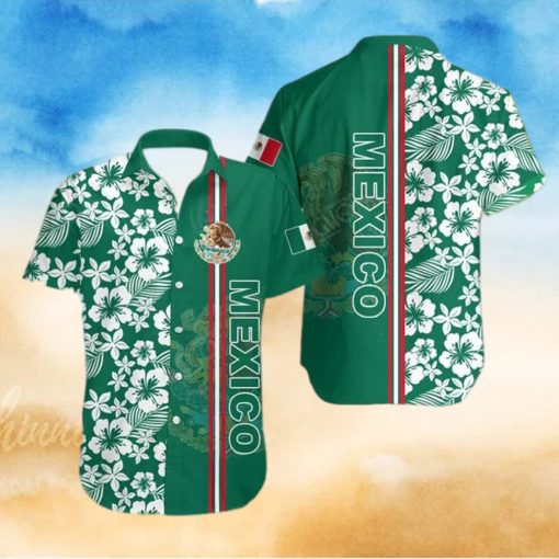 Mexico Coat Of Arms Hibiscus Pattern Hawaiian Shirt