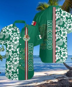 Mexico Coat Of Arms Hibiscus Pattern Hawaiian Shirt