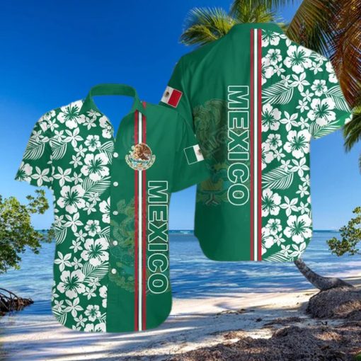 Mexico Coat Of Arms Hibiscus Pattern Hawaiian Shirt