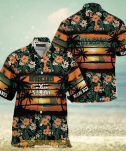 Miami Hurricanes Funny Hawaiian Shirt  Tropical Flower Pattern Gift For Football Fans