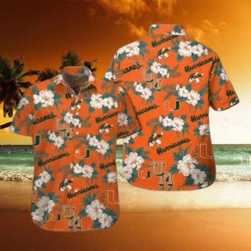 Miami Hurricanes Funny Hawaiian Shirt  Tropical Flower Pattern Summer Beach Gift