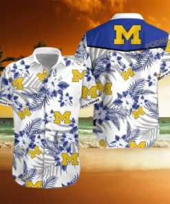 Michigan Wolverines Funny Hawaiian Shirt Tropical Flower Pattern Beach Gift For Sport Fans