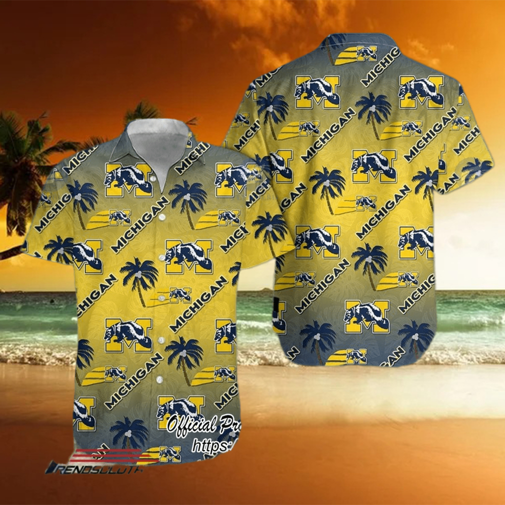 Michigan Wolverines NCAA Coconut Tree Hawaiian Shirt Michigan Wolverines NCAA Coconut Tree Hawaiian Shirt