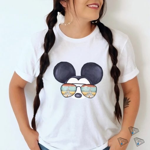 Mickey Mouse Watercolor Aviator Glasses Castle Shirt Unisex T Shirt