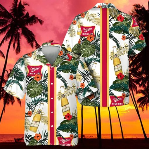 Miller High Life Beer Summer Plants Hawaiian Shirt