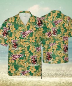 Miller High Life Funny Hawaiian Shirt  Tropical Flower Pattern Gift For Beer Lovers