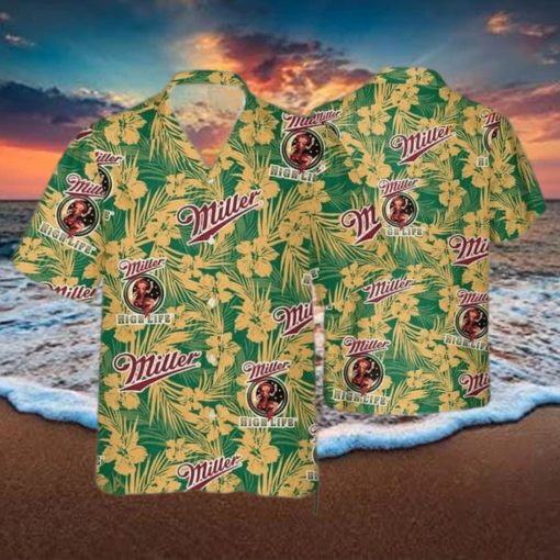 Miller High Life Funny Hawaiian Shirt  Tropical Flower Pattern Gift For Beer Lovers