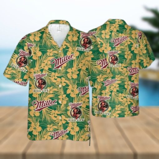 Miller High Life Funny Hawaiian Shirt  Tropical Flower Pattern Gift For Beer Lovers