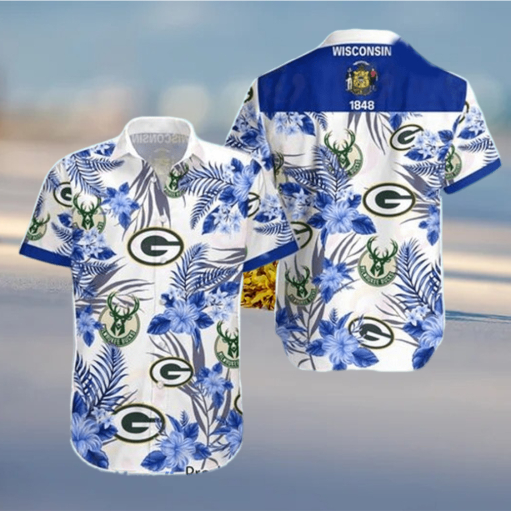 Green Bay Packers Floral Casual Hawaiian Shorts Gift For Fans