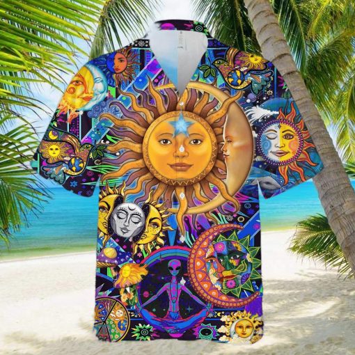 Moon Embracing The Sun Hippie Unisex 3D Full Printed Hawaiian Shirt Gift For Men And Women