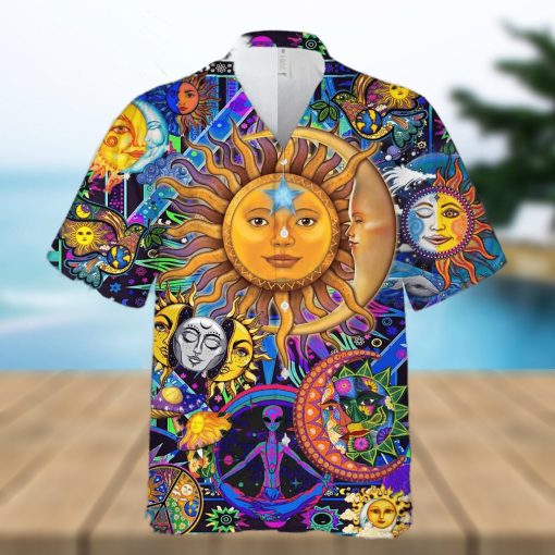 Moon Embracing The Sun Hippie Unisex 3D Full Printed Hawaiian Shirt Gift For Men And Women