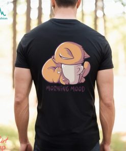 Morning mood cute cat with cup shirt