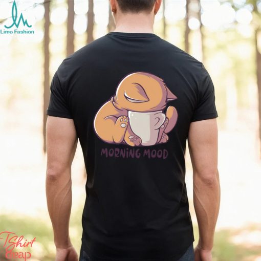 Morning mood cute cat with cup shirt