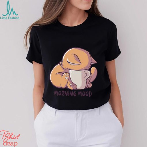 Morning mood cute cat with cup shirt