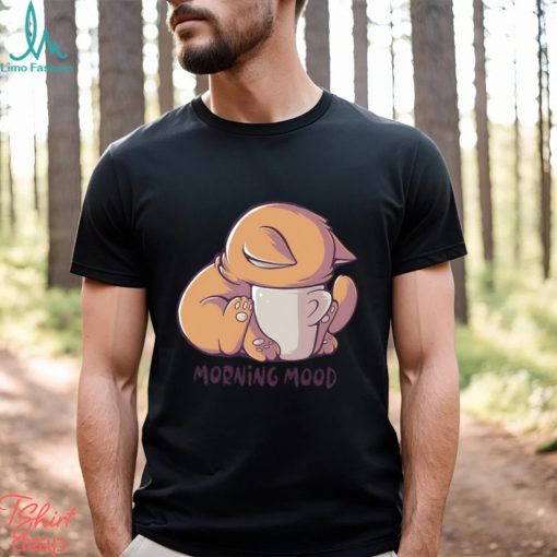 Morning mood cute cat with cup shirt