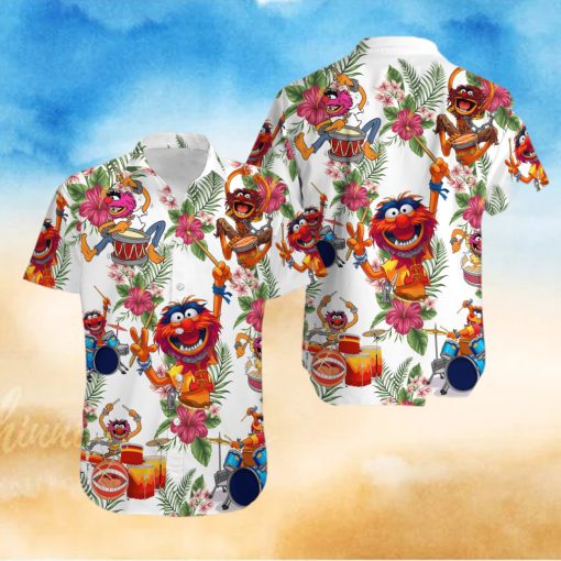 Muppet Playing Drum Tropical Flower Hawaiian Shirt