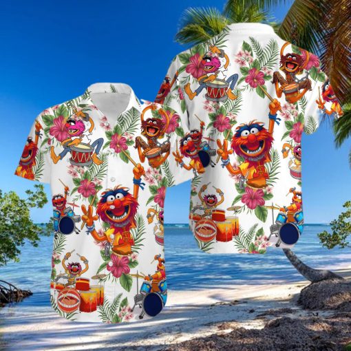 Muppet Playing Drum Tropical Flower Hawaiian Shirt