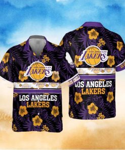 NBA Los Angeles Lakers Hawaiian Shirt Hibiscus Flowers Gift For Beach Trip