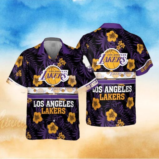 NBA Los Angeles Lakers Hawaiian Shirt Hibiscus Flowers Gift For Beach Trip