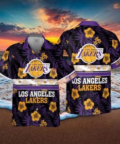 NBA Los Angeles Lakers Hawaiian Shirt Hibiscus Flowers Gift For Beach Trip