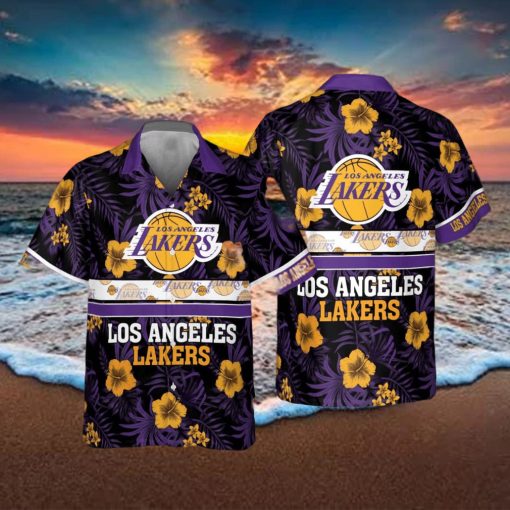 NBA Los Angeles Lakers Hawaiian Shirt Hibiscus Flowers Gift For Beach Trip