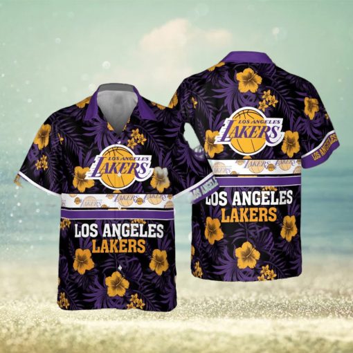 NBA Los Angeles Lakers Hawaiian Shirt Hibiscus Flowers Gift For Beach Trip