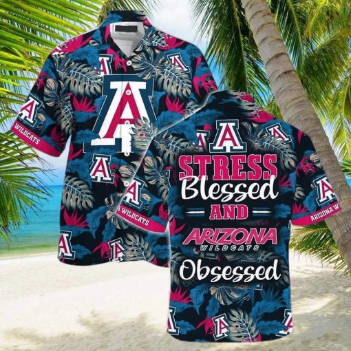 NCAA Arizona Wildcats Hawaiian Shirt Tropical Aloha Stress Blessed Obsessed