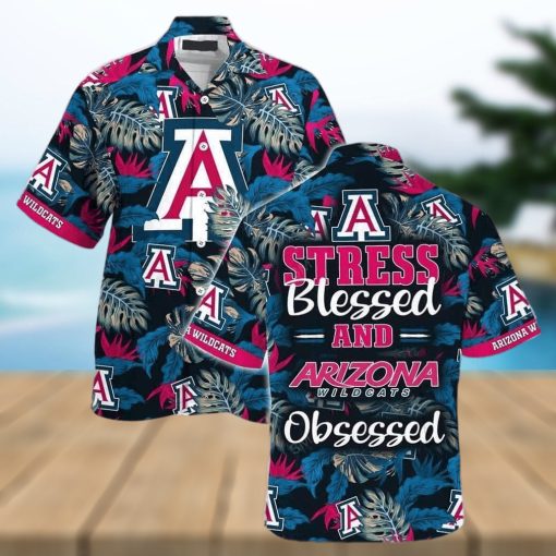 NCAA Arizona Wildcats Hawaiian Shirt Tropical Aloha Stress Blessed Obsessed