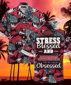 NCAA Arkansas Razorbacks Hawaiian Shirt Summer Aloha Stress Blessed Obsessed hawaiian shirt