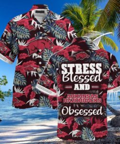 NCAA Arkansas Razorbacks Hawaiian Shirt Summer Aloha Stress Blessed Obsessed hawaiian shirt