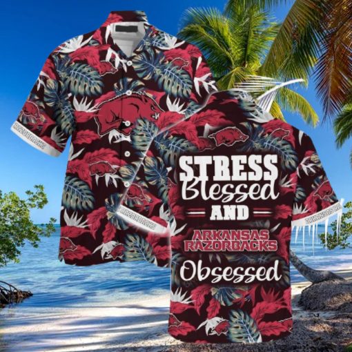 NCAA Arkansas Razorbacks Hawaiian Shirt Summer Aloha Stress Blessed Obsessed hawaiian shirt