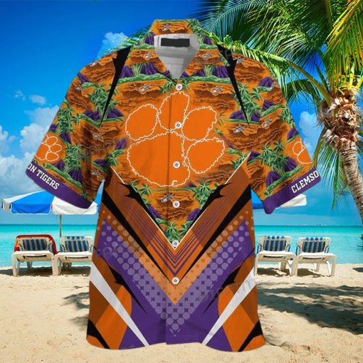 NCAA Clemson Tigers Hawaiian Shirt Summer Aloha Palm Mountain Gift For Beach Trip