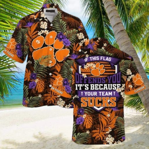 NCAA Clemson Tigers Hawaiian Shirt Tropical Aloha If This Flag Offends You