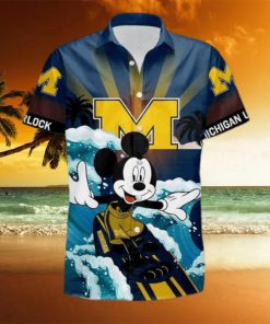 NCAA Disney Mickey Mouse Michigan Wolverines Hawaiian Shirt Beach Gift For Friend