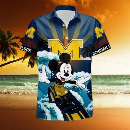 NCAA Disney Mickey Mouse Michigan Wolverines Hawaiian Shirt Beach Gift For Friend