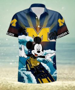 NCAA Disney Mickey Mouse Michigan Wolverines Hawaiian Shirt Beach Gift For Friend