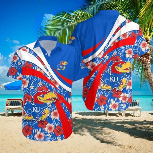 NCAA Kansas Jayhawks Hawaiian Shirt Hibiscus Flower Pattern Aloha