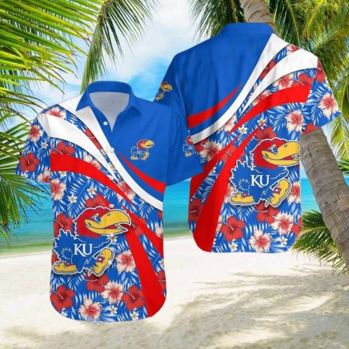 NCAA Kansas Jayhawks Hawaiian Shirt Hibiscus Flower Pattern Aloha