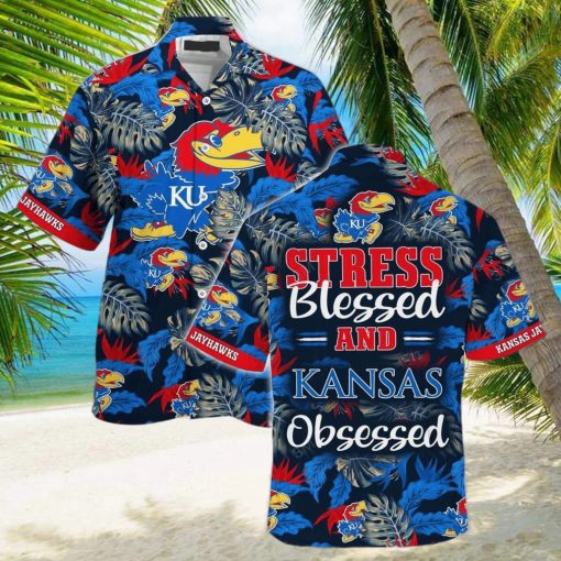 NCAA Kansas Jayhawks Hawaiian Shirt Stress Blessed Obsessed Beach Gift For Him