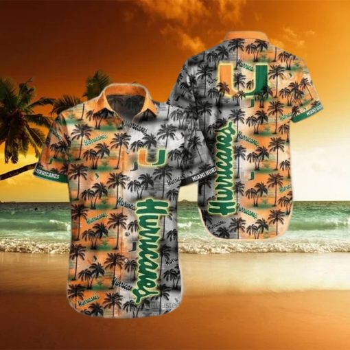 NCAA Miami Hurricanes Hawaiian Shirt Coconut Tree Pattern All Over Print