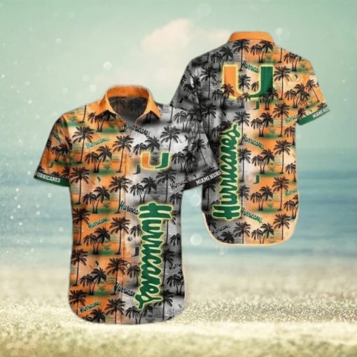 NCAA Miami Hurricanes Hawaiian Shirt Coconut Tree Pattern All Over Print