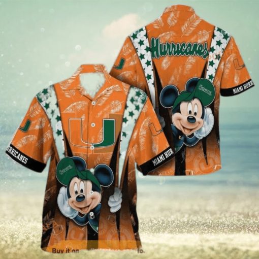 NCAA Miami Hurricanes Hawaiian Shirt Mickey Mouse Disney Summer Gift