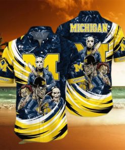 NCAA Michigan Wolverines Hawaiian Shirt Freddy Krueger Jason Voorhees Chucky